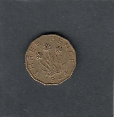 Beschrijving: 3 Pence  GEORGIUS VI